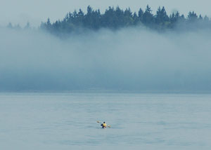 Kayaking to the fog