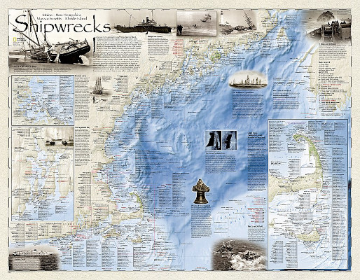 Shipwrecks of the Northeast A Wall Map by National Geographic: Review