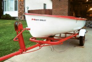 small sailboat on trailer