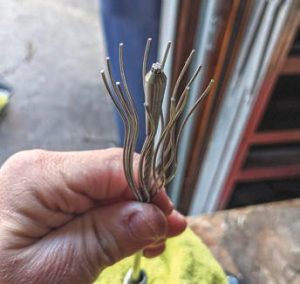 unwrapping theouter wires and inserting
the Sta-Lok wedge.