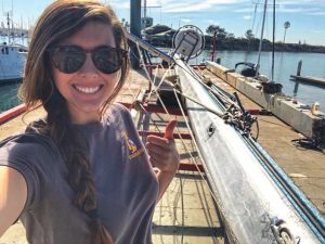 Marissa gives a happy thumbs-up to the newlyrefreshed mast.