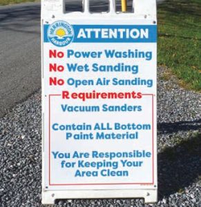 Make sure to adhere to boatyard and marina rulesregarding sanding, scraping, and washing your boat's
bottom.