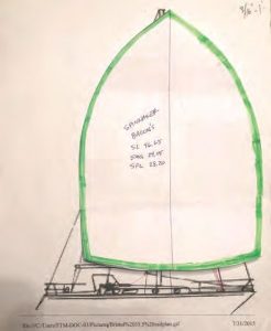 before purchasing the sail, John made a pattern based on the dimensions of his boat to be sure it would work as intended.