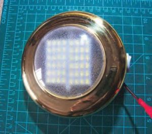 The author installed two LED arrays in one of the cabin lights.