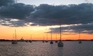 the popular anchorage near theCoast Guard Station in Cape May Harbor.