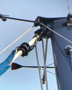 the top of Juniper’s mast showingthe halyard wrap.