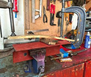 The author cold-bent the shroud chainplates on a simplehomemade jig.