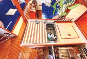 The finished board has a snug fit in the sink, which makes for extra countertop space.