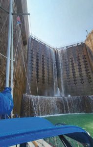The tallest of the Welland Canal locks, lock 4, opens directly into lock 5.
