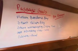 The cabin sides are now a great place for lists and small daily reminders.