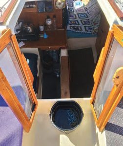 Intrepid’s bucket was full of rainwater after a night of storms and would soon be lost overboard.