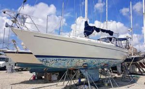 Walden undergoes blister repairs. Blisters were everywhere below the waterline, possibly caused by the lightning strike