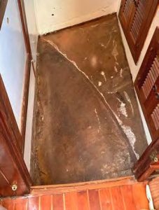 The compartment floor with thedamaged sole removed.