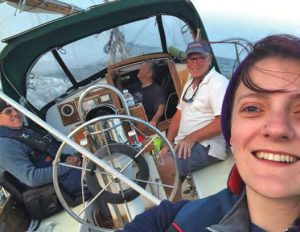 The Tomfoolery crew enjoys a brisk sailen route to Essex, Connecticut.