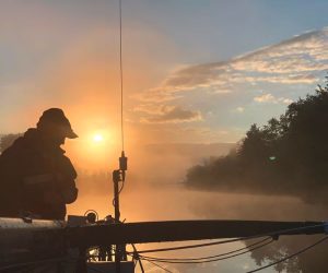 Sunrise on the Erie Canal. The trip fromWatkins Glen, New York, to the Hudson
River included five days on the canal, a
story all by itself.