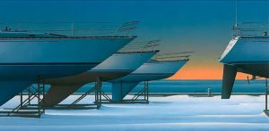 “Four White Boats” Canadian Gothic.All images @EstateofChristopherPratt. All reproduction
images courtesy of the Mira Godard Gallery.