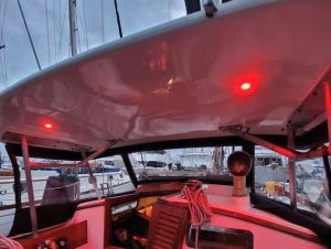 The lights built into the new hardtop provide the cockpitwith a warm glow at night.
