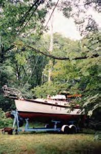 sailboat in yard