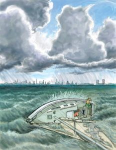 illustration for tipped boat