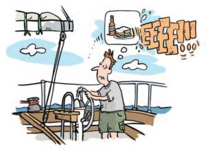 illustration on man at boat helm