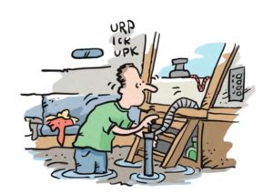 man pumping boat