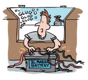 man with marine battery