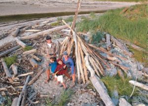 family on beach