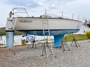 sailboat on stands