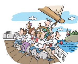 group of people on a boat