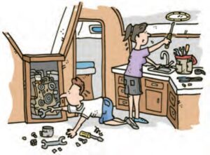 couple fixing a boat