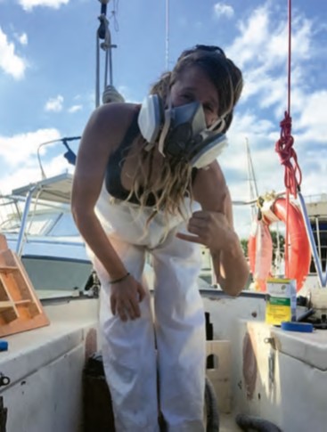 Emily rocking a respirator