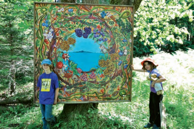 children with art display