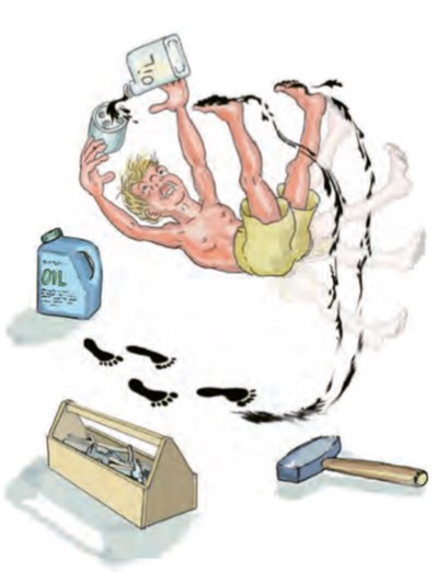 cartoon drawing of man with oil