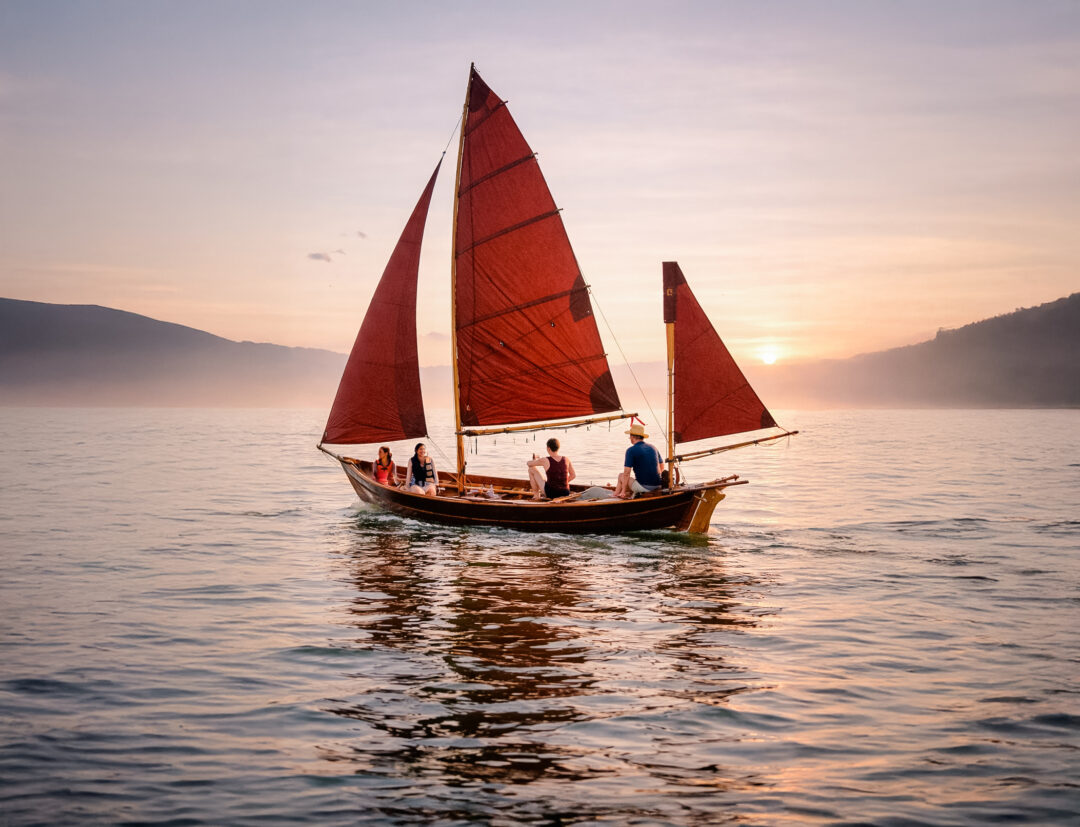 sailboat with tanbark sails