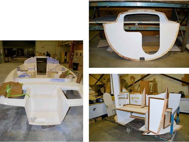 unfinished boat hull with hardware