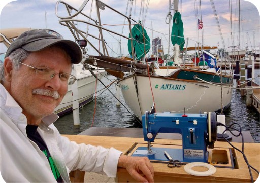 Charles with his sewing machine