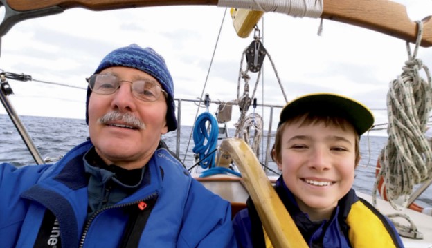 father and son sailing