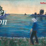 illustration of man watching the sunset