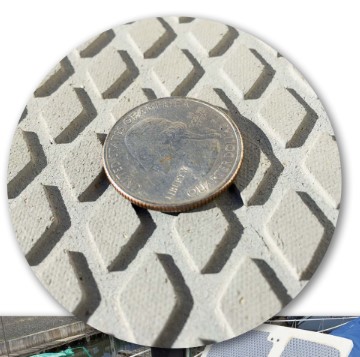 quarter on non-skid pattern