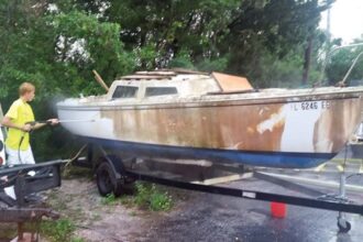 cleaning an old boat
