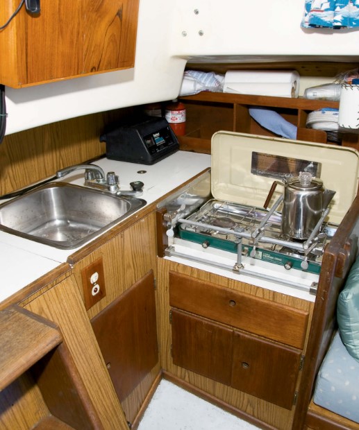 old camp stove on boat