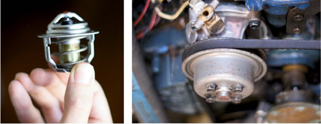 thermostat and coolant pump