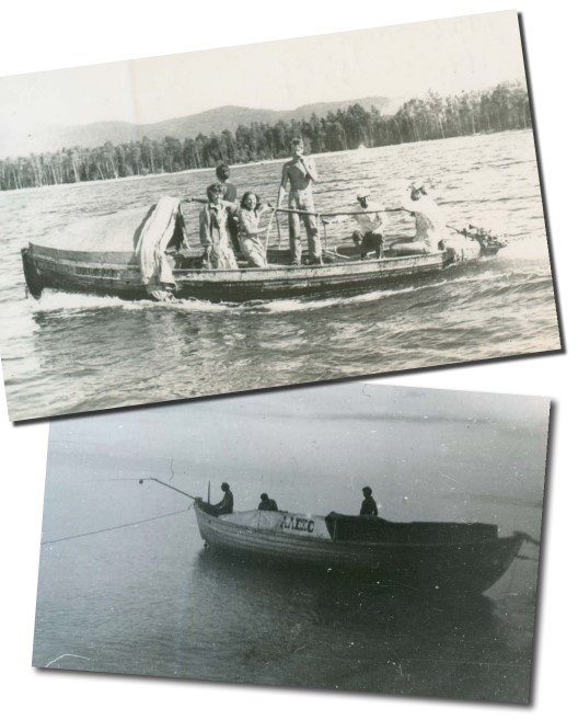 old photos of people on a boat