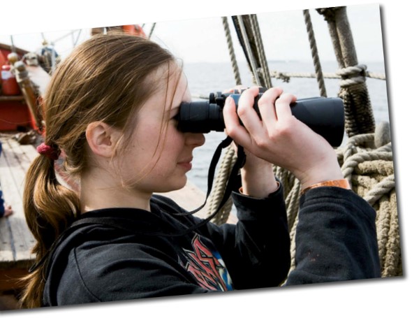 girl with binoculars