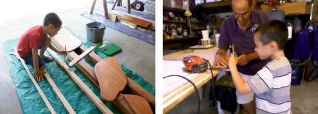ryan and his grandfather building a boat