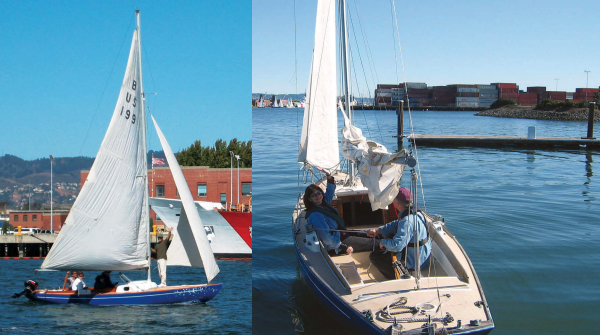 Before her restoration, Newt was a little down at heel, main picture, but after Peter and Sue smothered her with love and fresh paint, she glowed, upper left, even when down on her lines under the launching party.