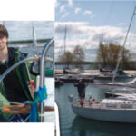 Cabaret in Charlevoix, with Mark standing at her stern, awaits her new adventure, main photo. Her new owner, Jim, and his son Nick made up the rest of the delivery crew, at left.