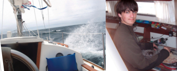 Steep cresting seas were a taste of things to come, at left. Nick, below, came out of the experience a grown man (and boat cook).