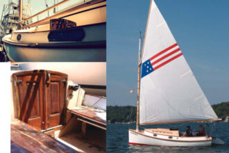 When George and Kathy Damerel found their catboat she was in need of some work, above. After her refit, George and his friend Tom Kennedy took Katnip for a sail on Lake Hopatcong, main photo.