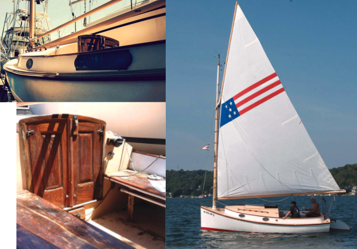 When George and Kathy Damerel found their catboat she was in need of some work, above. After her refit, George and his friend Tom Kennedy took Katnip for a sail on Lake Hopatcong, main photo.
